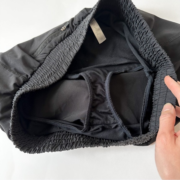 [SOLD] Black Low Waisted Nylon Athletic Track Shorts with Built-in Liner - Picture 2 of 9